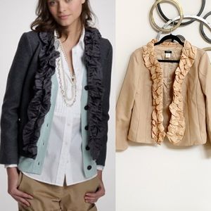 J Crew Gray Wool Pleated Silk Chimera Blazer